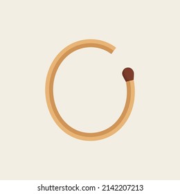 O carta hecha con coincidencia. Tipo de letra aislado de casquillo de madera para vectores
