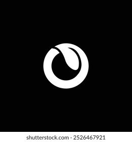 O letter minimal leaf logo vector illustration with black background.