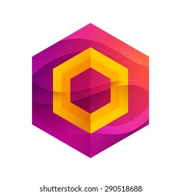 O letter mist or waves hexagon volume logo, vector design template elements