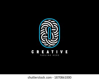 O letter monogram logo. Unique stylish. Abstract bold lines.