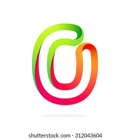 O letter one line colorful logo. Abstract trendy multicolored vector design template elements for your application or corporate identity.