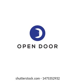 O letter with Open door logo idea brand design vector icon illustration isnpiration. circle round emblem logos