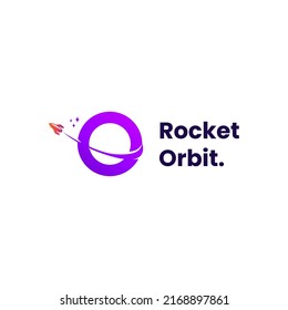 O letter with orbit rocket gradient logo design