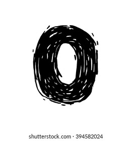 O letter painted with a felt pen. Handwritten font. Vector grunge style design elements for use in posters or prints.