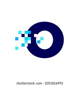 o letter pixel mark digital 8 bit logo vector icon illustration