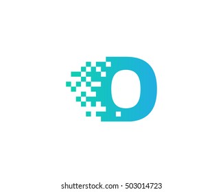 O Letter Pixel Motion Logo Design Template 