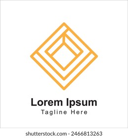 O letter rectangle shape logo design icon