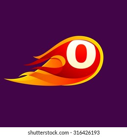 O letter with red fire flames. Letter vector design template elements for your application or corporate identity.