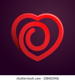 O letter with red heart. Vector design template elements for your application or corporate identity.