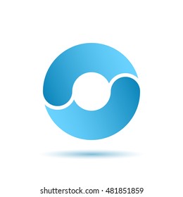 O letter sign, water circulation concept, 2d vector illustration, isolated on white background, eps 10