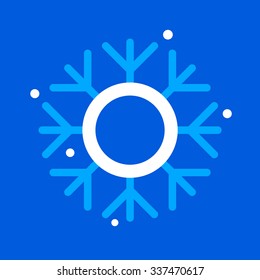 O letter with snowflake icon on the blue background. Design template elements for your application or corporate identity.
