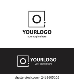O. letter Square Outlined Monogram vector black and white logo 
