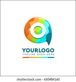 O letter Talk brand identity. Speech bubble icon Logo template. Chat vector illustration design.