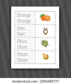 O Letter Tracing Word For Kids. Alphabet tracing practice preschool worksheet