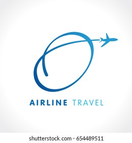 O letter travel company logo. Airline business identy travel logo design with emblem "O". Fly travel vector logo template