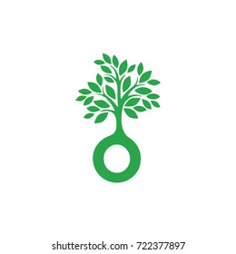 o letter tree green eco logo vector template