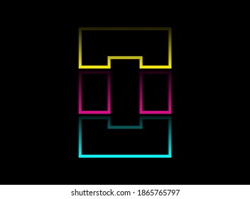 O letter vector desing, Cmyk color font logo. Dynamic split blue, pink, yellow color on black background. For social media,design elements, creative poster, web template and more      