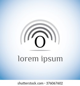 O letter vector logo template (sign, symbol, emblem, ornament). Frequency circles element 