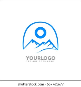 O letter vector mountains emblem identity. Outdoor activity symbol. Adventure or sport logo badge. Vector illustration
