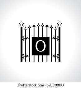 O letter vintage fence vector logo design template. Vintage Luxury Gate Logo