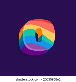Logo de volumen de letra O con patrón de bandera LGBTQ de Orgullo. Ilustración vectorial perfecta para tu identidad arcoiris, pancarta transgénero, afiches gays y lesbianas, diseño bisexual, etc.