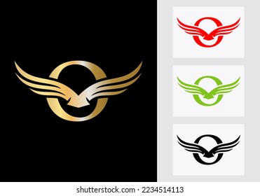 O Letter Wing Logo Design. Initial Flying Wing O Letter Logo