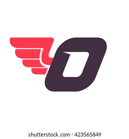O letter with wing logo design template. Vector sport style typeface for sportswear, sports club, app icon, corporate identity, labels or posters.