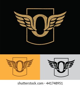 O letter with wing logo design template elegant ,luxury concept.