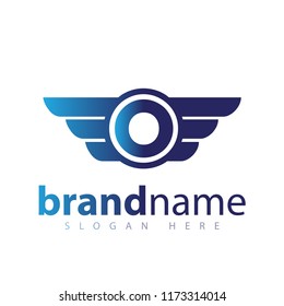 O letter with wing logo icon vector template