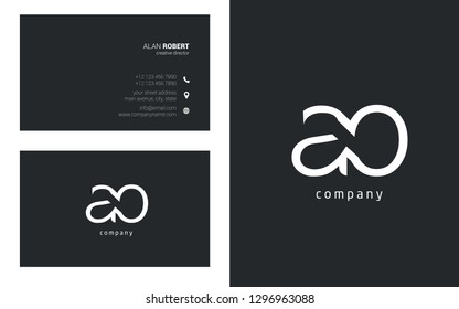 A & O Line joint logo design vector with business card template
