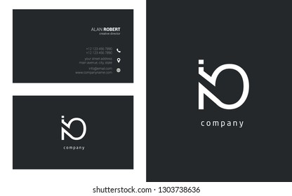 I & O line logo joint letter design with business card template