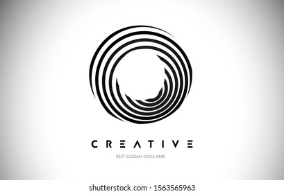 O Lines Warp Logo Design.Vector Letter Icon Made with Circular Lines.