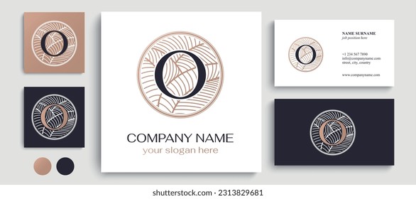 The O logo in a beautiful round leaf frame. Letter O logo template elements. personal monogram. Vector elegant logo. letter o logo design letter o luxury