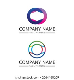 O logo Business Technology circle logo and symbols Vector Design Graphic