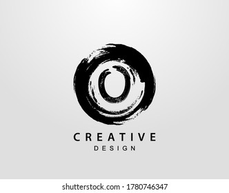 O Logo With Circle Splatter Element. VintageCircle Wave logo design template.