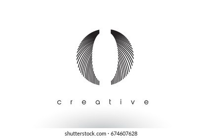 O Logo Design With Multiple Lines. Artistic Elegant Black and White Lines Icon Vector Illustration.
