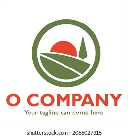 Diseño del logotipo de O sobre el tema del paisaje