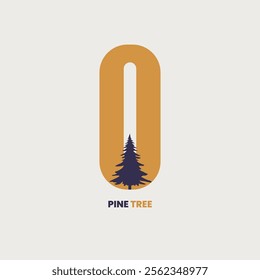 O Logo design with Pine Tree 