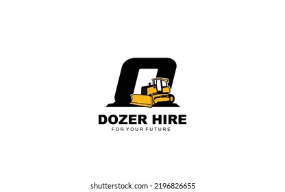 Un dozer de logo para la empresa de construcción. Ilustración vectorial de la plantilla de equipo pesado para su marca.