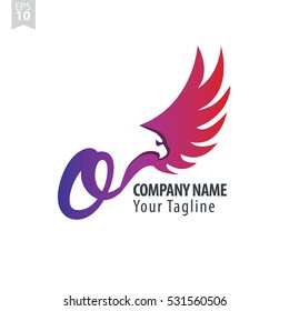 O Logo With Eagle or Hawk Icon Design Template