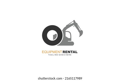 O logo excavator for construction company. Heavy equipment template vector illustration for your brand.