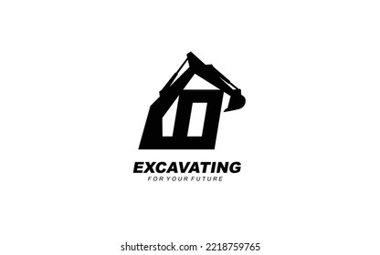 O logo excavator for construction company. Heavy equipment template vector illustration for your brand.