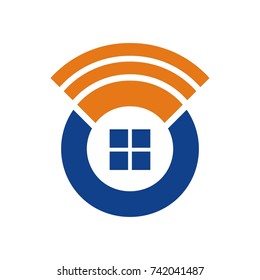 O logo initial letter design template vector with WiFi and window symbol combine 