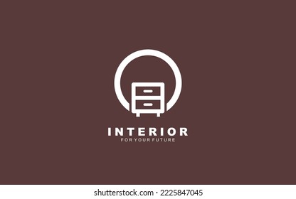 O Logo Inneneinrichtung für Bauunternehmen. Vektorgrafik für Ihre Marke.