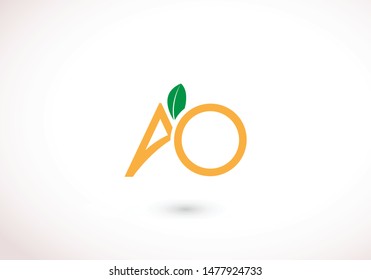 A and O logo with leaf. AO Logotype.