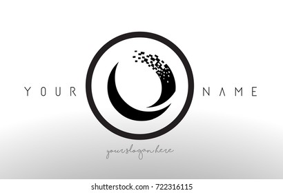 O Logo Letter with Digital Pixel Tech Design Vector and Black Circle Modern Look Vector Illustration.