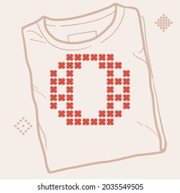 O logo letter is made of thick round knits. Flat style lettering with a set of bonus icons. Perfect for the 2022 New Year, Ugly Sweater Party, Christmas souvenirs design like a T-shirt.