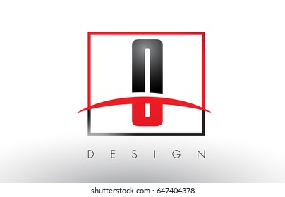 O Logo Letters with Red and Black Colors and Swoosh. Creative Letter Design Vector.