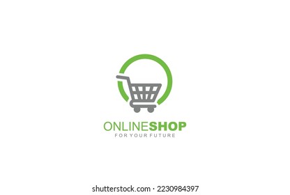 O logo ONLINE SHOP for branding company. trolley template vector illustration for your brand.