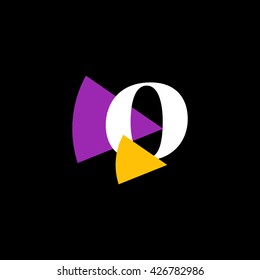O Logo.. Vector Graphic Business Branding Letter Element Illustration with Colorful Triangles. Dark Background